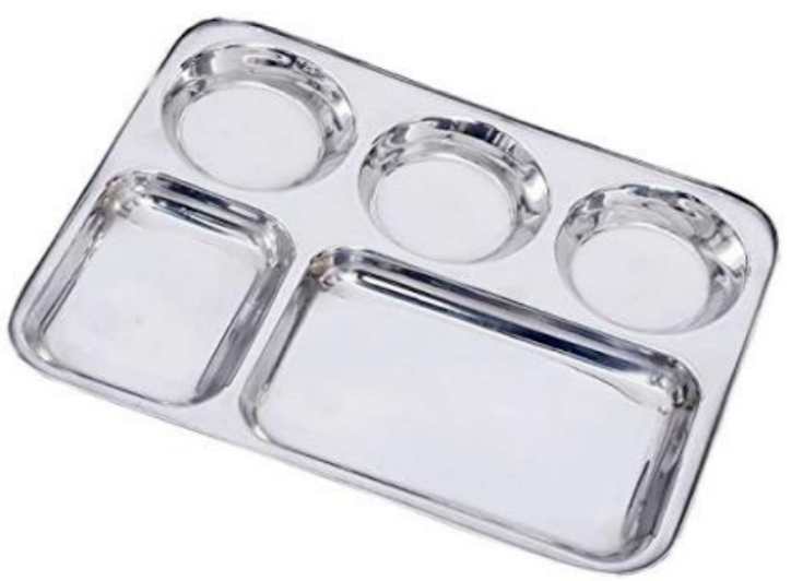 Stainless Steel 5 in 1 Five Compartment Divided Dinner Plate Thali