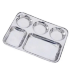 6 PCS Stainless Steel 5 in 1 Five Compartment Plate Thali Set Of 6